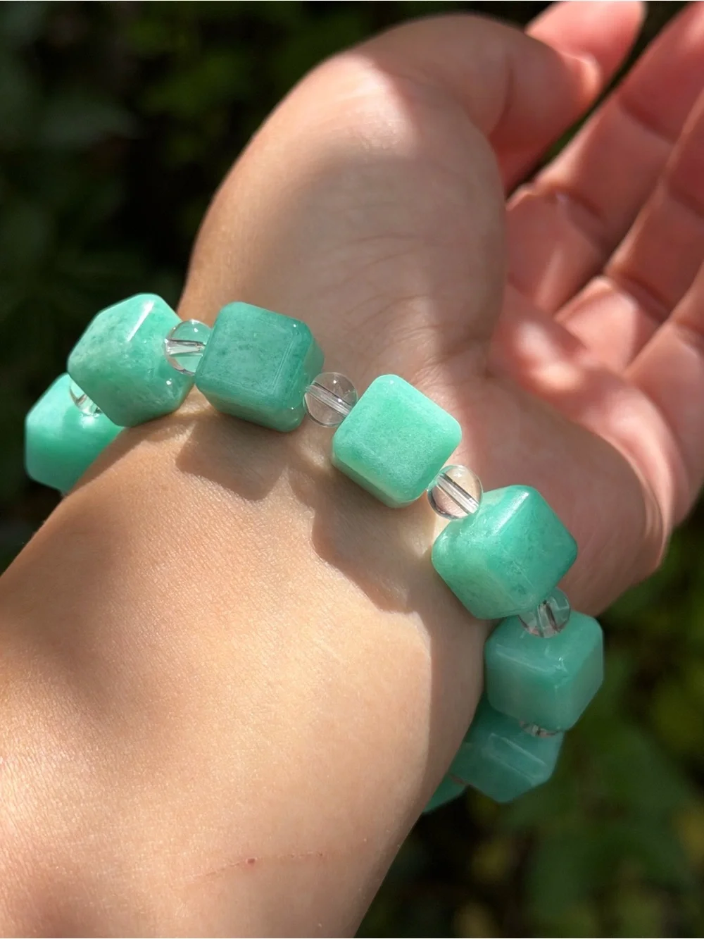 12mm strechable cubic amazonite bracelet 1751